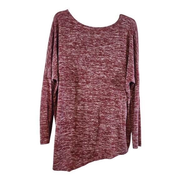 Umgee USA womens sweater plus sz 1XL deep red white asymmetrical hem pull over - Picture 2 of 9